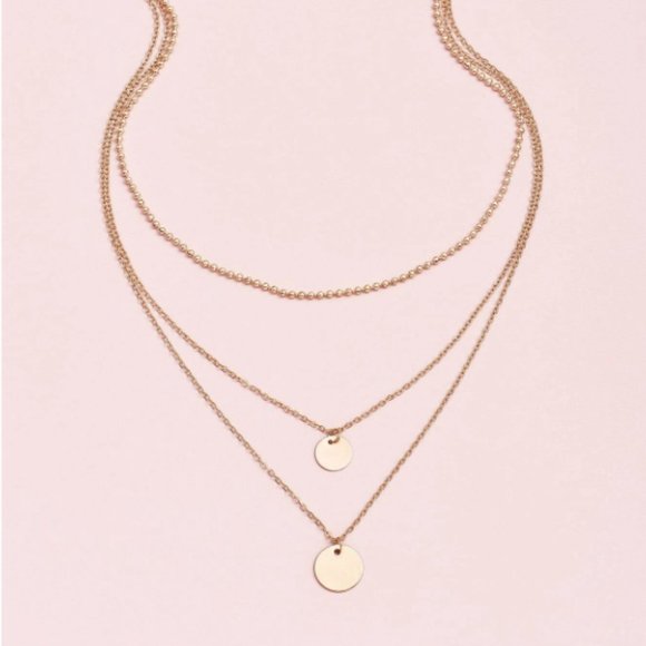 5 for $25 Gold Color Three Layer Coin Necklace - Picture 3 of 6